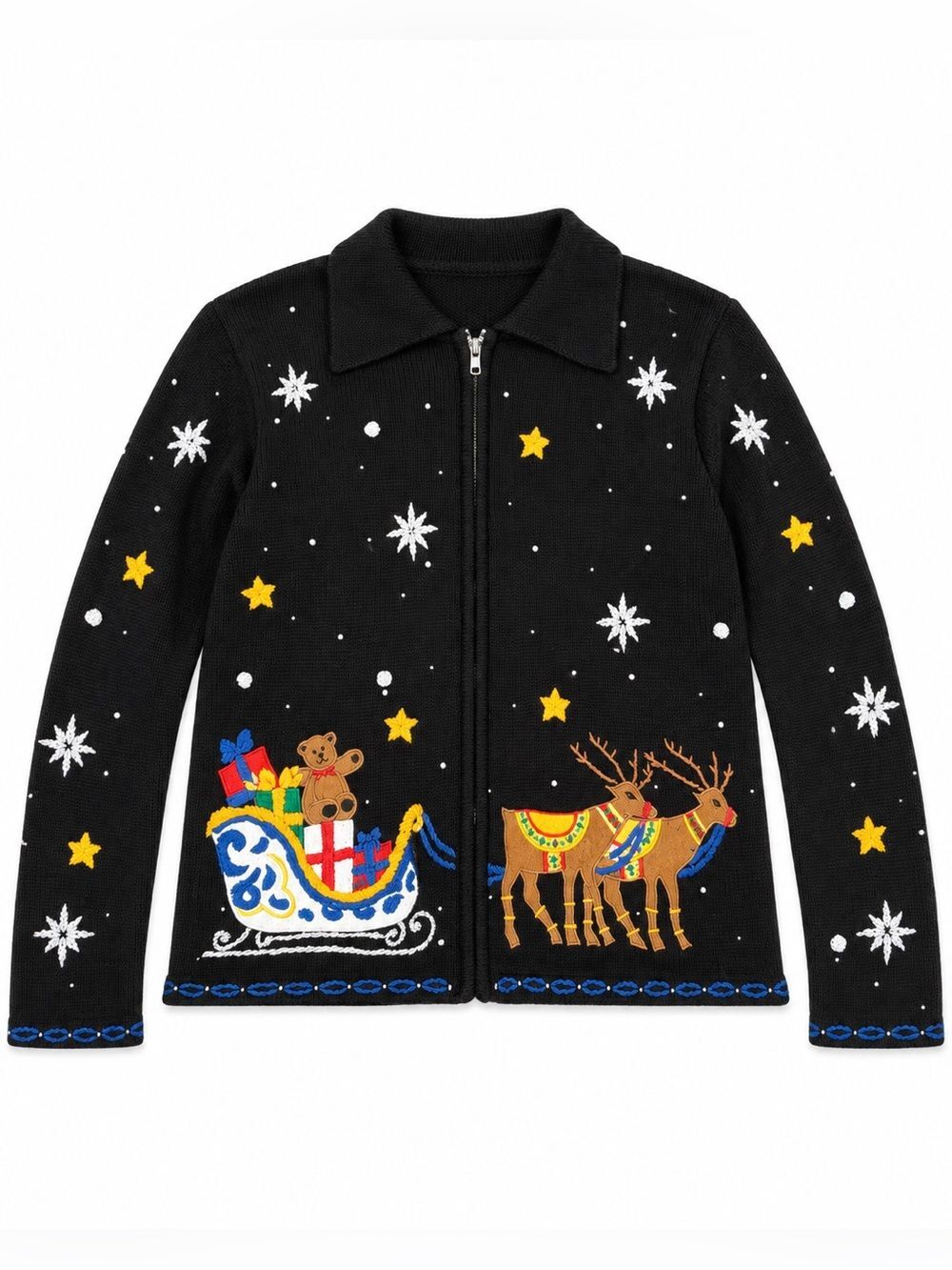 Vintage Designers Originals Studio Christmas Sweater Cardigan Zip M